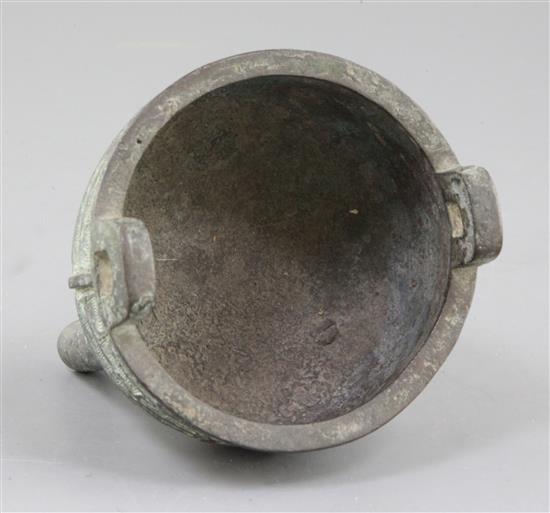 A small Chinese archaistic bronze vessel, Ding, early Western Zhou dynasty style, 12.5cm high